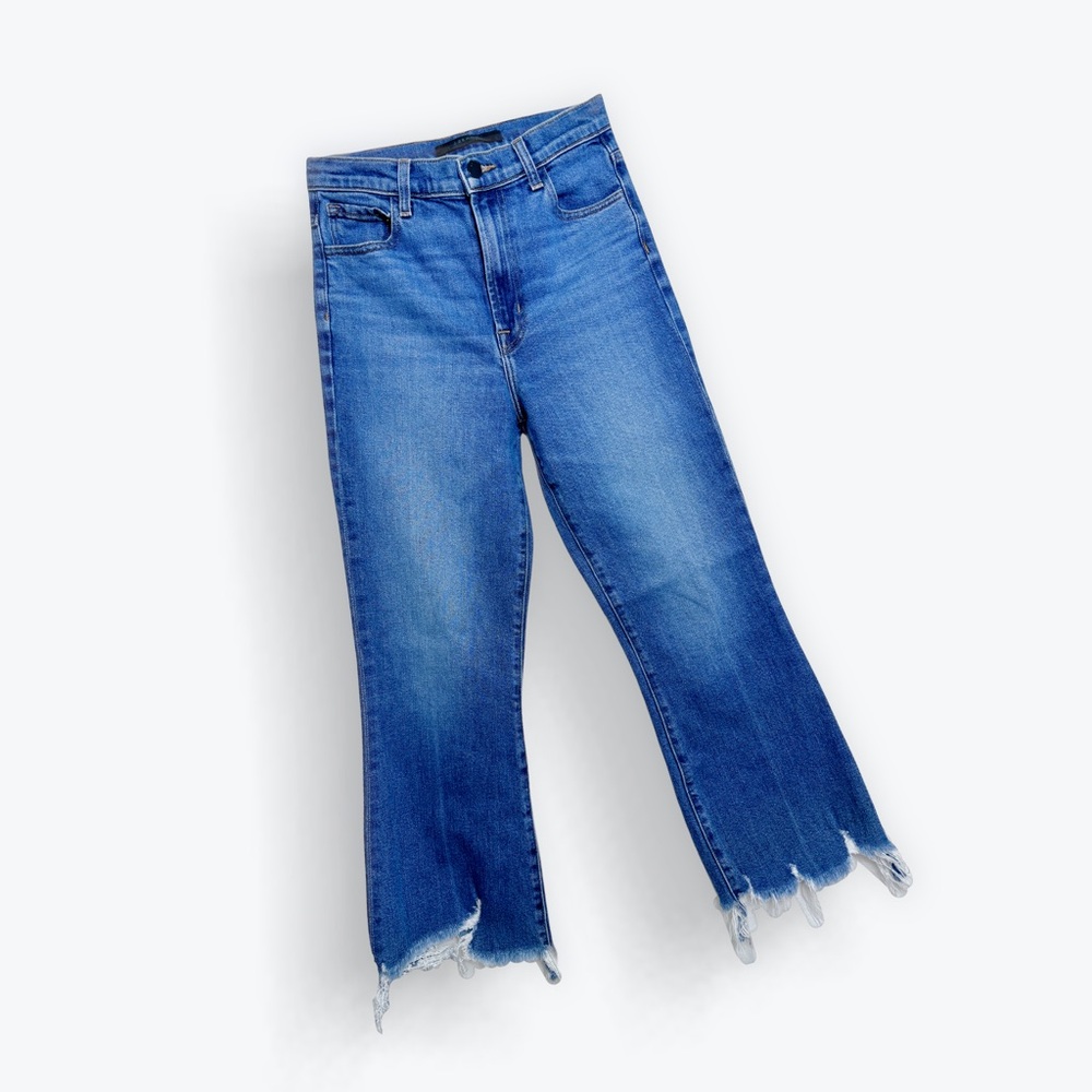 J BRAND Ladies Distressed High Rise Denim Jeans w/Frayed Hem